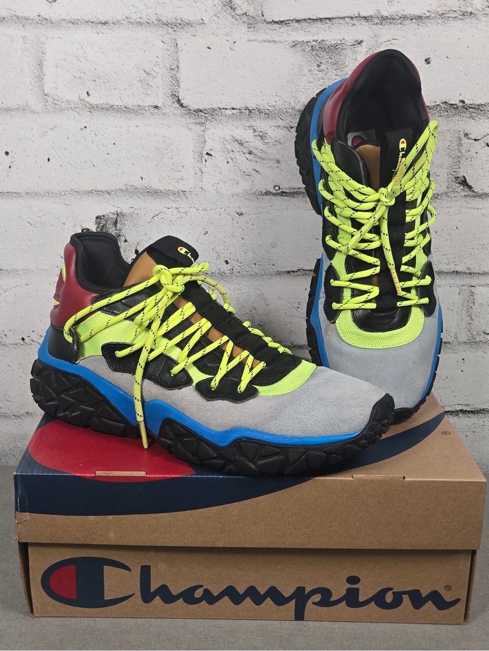 Champion Tank Trail Sneakers Neon Multicolor Chunky Shoes Size 9.5